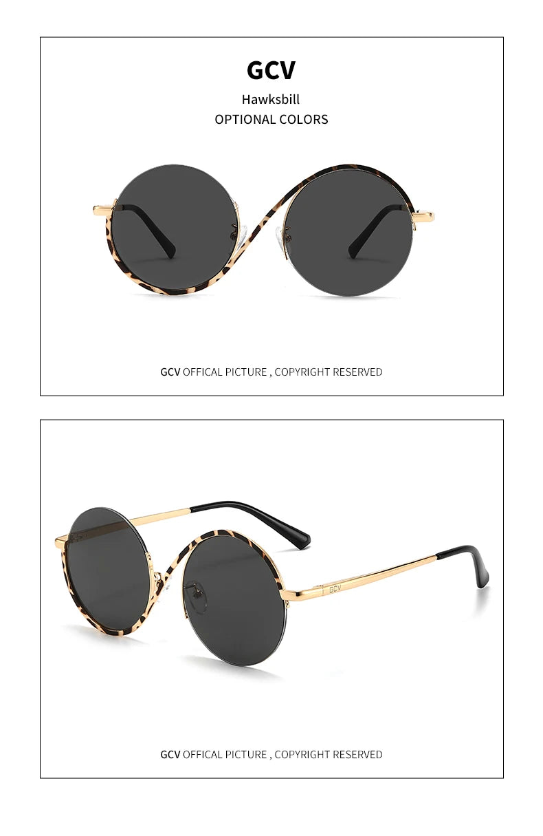 Round Frame Punk Style Women Sunglasses UV400 Anti-Reflective Fashion Eyewear Alloy Frame