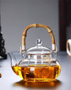 600ML Borosilicate Glass Teapot With Bamboo Handle Household Convenient Heated Tea Kettle with Filter Kung Fu Flower Tea Pot