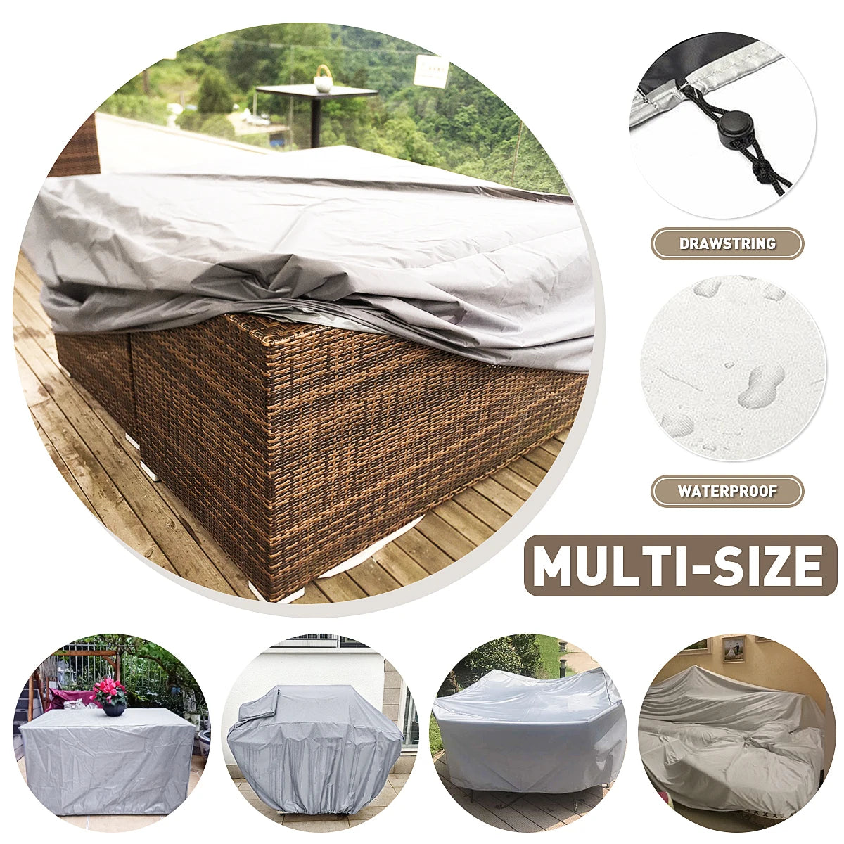 Waterproof Outdoor Garden Furniture Cover 210D Patio Sofa Table Chair Dustproof Rain Snow Protector