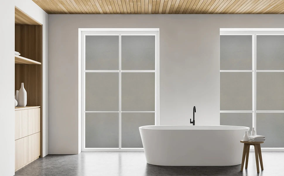 Gray Matte Window Film Privacy Stained Glass Film Static Cling Self Adhesive Film Frosted UV Protective Glass Vinyl for Home