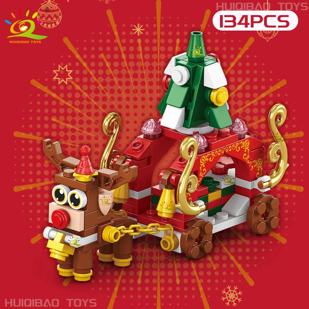 Christmas 8IN1 Santa Claus Tree Model Building Block DIY Elk Snowman Bricks Ornament Toys for  Adult Gift