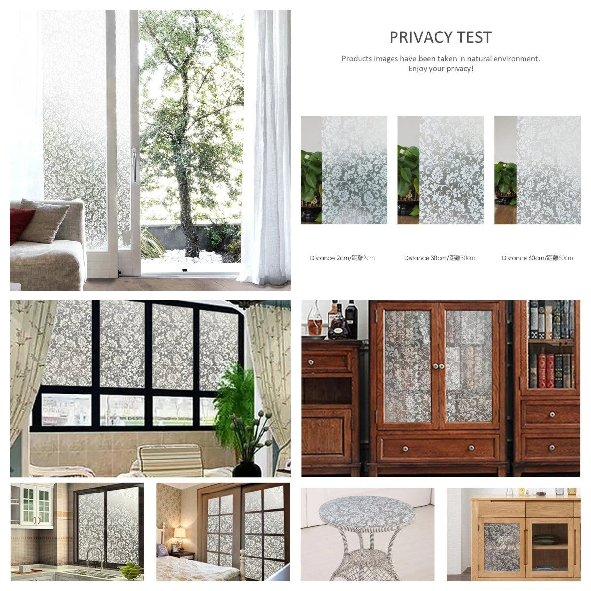 45/60/90Cm Rainbow Window Privacy Film 3D Decorative Vinyl Stained Glass Decals Static Cling Non-Adhesive Window Film Stickers