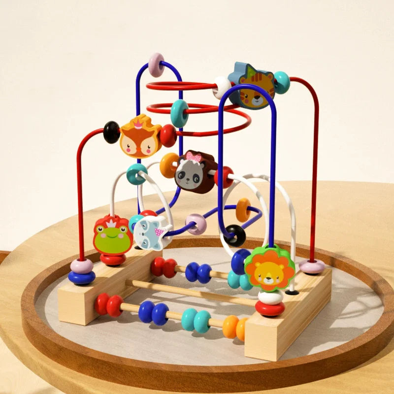 Montessori  Toys Wooden Roller Coaster Bead Maze Abacus Math Toys  Early Educational Toys for  1-3 Years
