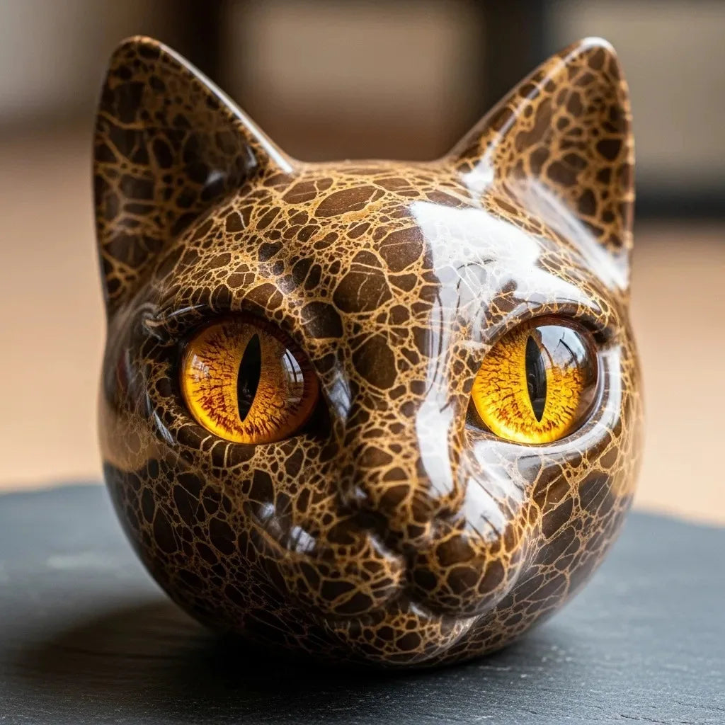 Room Embellishment Finish Home Decor Amber Eyes Black Cat Figurine Resin Ornament Halloween Office Bookshelf Decor