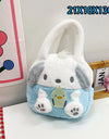 Sanrio Cartoon Plush Shoulder Bags Hello Kitty Kuromi Melody Cute Crossbody Bag Anime Children Handbag