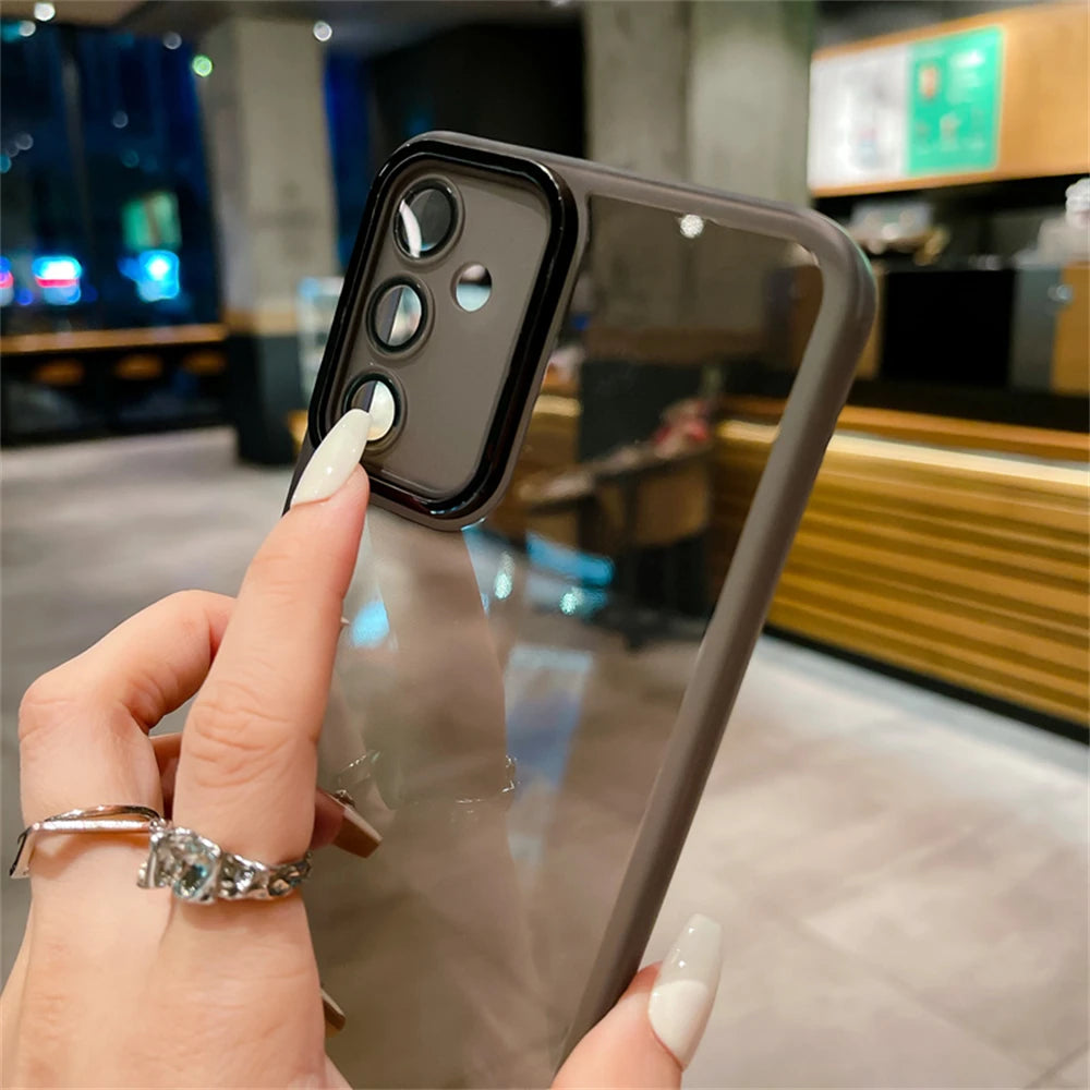 Plating Lens Soft Silicone Clear Case For Samsung S24 S23 S22 Ultra Plus  Cover
