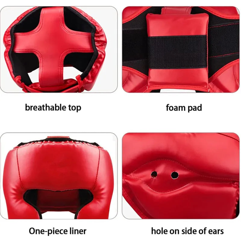 Boxing Headgear for Children Adults,PU Karate Muay Thai Guantes De Boxeo Free Fight MMA Sanda Training Boxing Safety Helment