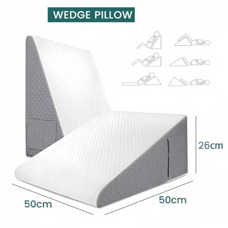 Multi-Purpose Wedge Pillow Soft Memory Foam Top Triangle Pillow Body Positioners For Leg Elevation Pillow With Removable Cover