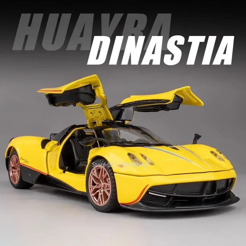 1:32 Scale Pagani Dinastia Huayra BC Car Model Toy Sound Light Gull Wing Door Alloy Diecast Supercar Models Boys Gifts