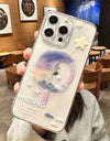 Magsafe Magnetic Transparent Cartoon Rose Flower Phone Case iPhone 16 15 14 Pro Max 16 Plus Wireless Charge Clear Funda