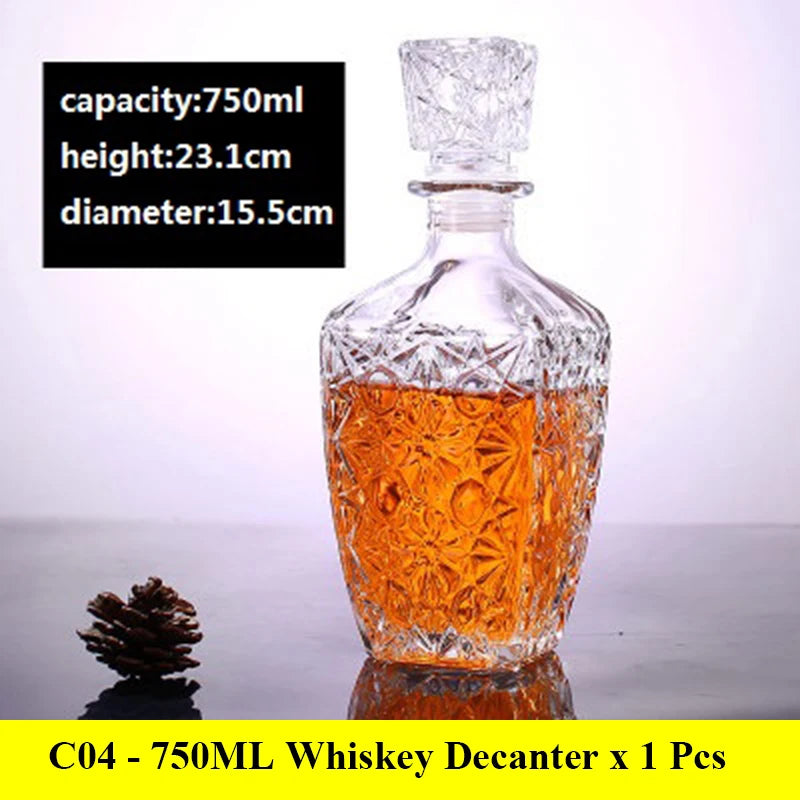 3 styles barware wine glass bottle 1000ml lead-free glass whiskey decanters for Liquor Scotch Bourbon
