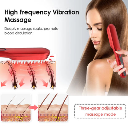 1Pcs Negative Ion Electric Massage Comb Head Massager Scalp Red Blue Light Hair Care Comb Helping to Improve Hair Problems