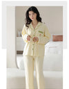 Women’s Winter 100% Cotton Pajama Set – Loose Fit, Turn-Down Collar, Long Sleeves, Cute Pink