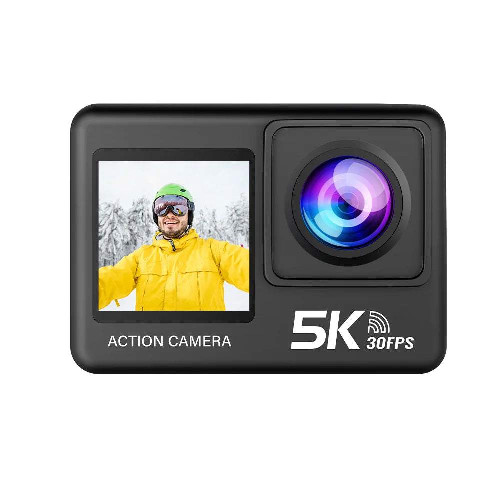 5K 4K60FPS Action Camera 50MP Dual Screen Touch Display WiFi EIS Waterproof Sports Camera with Wireless Microphone Support
