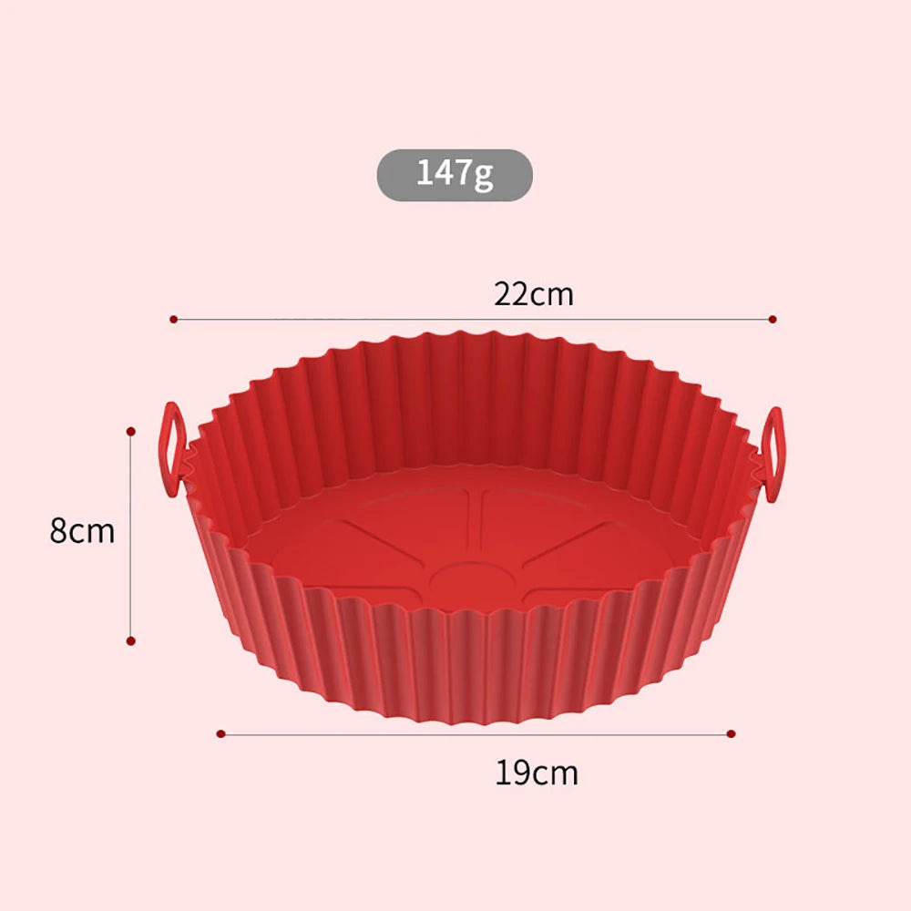 Air Fryer Mat 22cm Thicken Silicone Tray Mat For Round Air Fryer Pot Oven Baking Tray Fried Chicken Pizza Basket Fittings