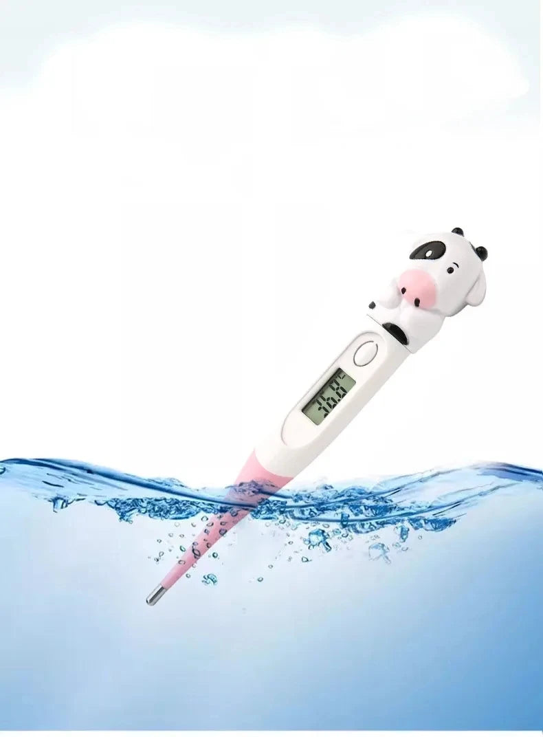 1pc  Cartoon Digital Thermometer Oral Armpit Flexible Tip Waterproof Cute Design Frog Cow Rabbit Bear Duck Rabbit Panda Cow