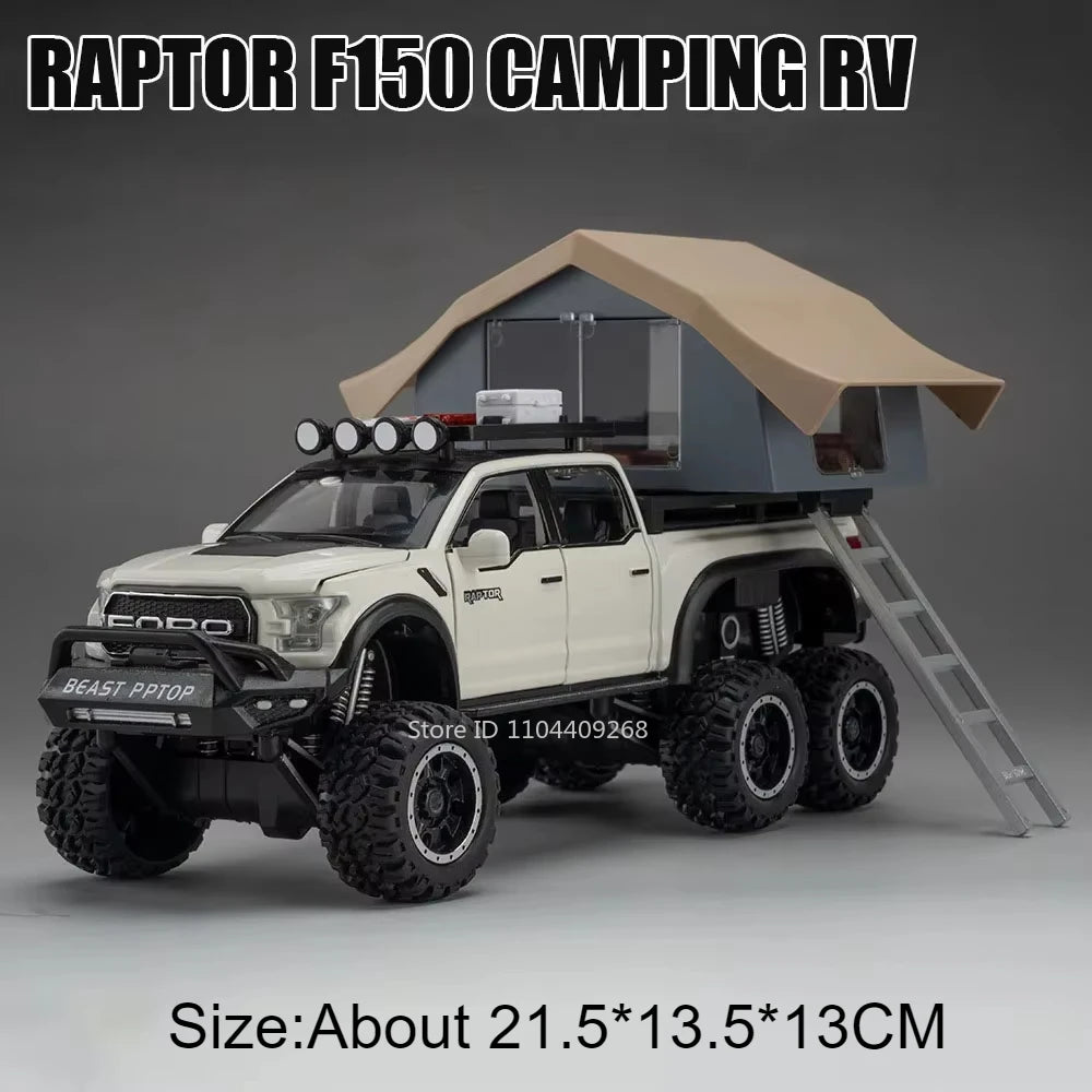 1:24 NOMADISM Raptor F150 RV Alloy Model Car Toy Metal Diecast Miniature Off Road Vehicle Models Sound Light Toys For Gifts