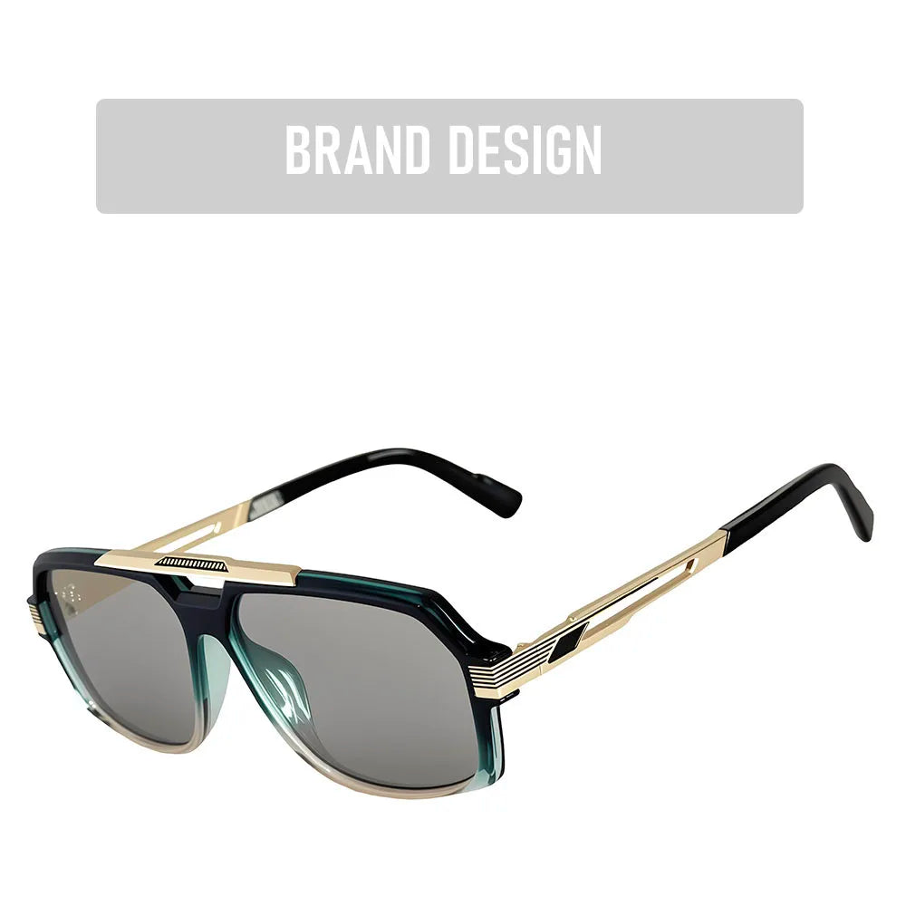 Square Metal Frame Sunglasses With UV400 Protection