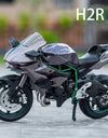 1:10 BMW S1000RR Kawasaki H2R V4S Alloy Die Cast Motorcycle Model Vehicle Collection Sound and Light Off Road Autocycle Toys Car