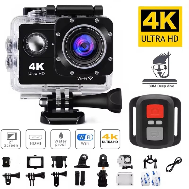4K WiFi Action Camera with 2 Inch Display and 30M Waterproof Housing