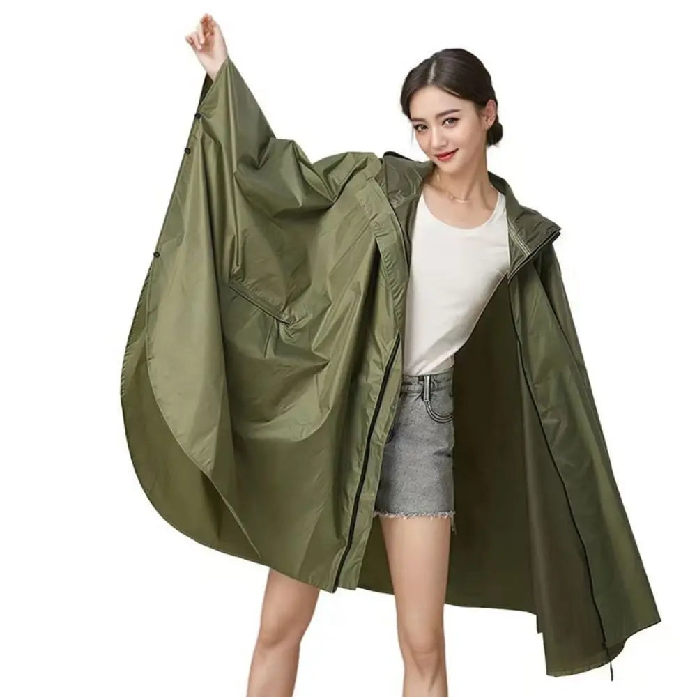 Three in One Waterproof Rain Poncho with Hood and Sleeves for Hiking