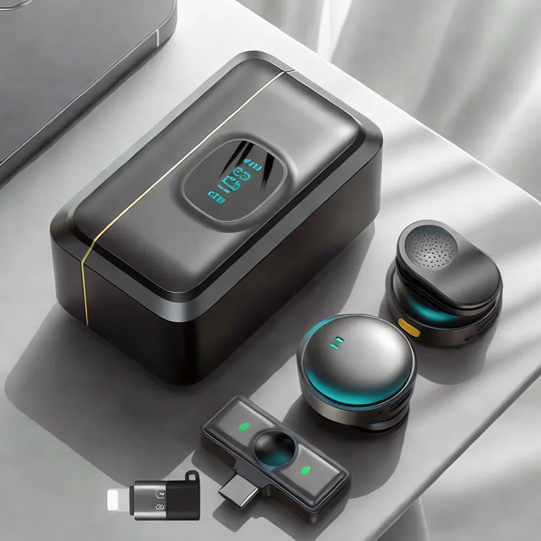 Plug and Play 2.4G Chip Wireless  Suction Button Collar Microphone With Charging Case For Video Recording