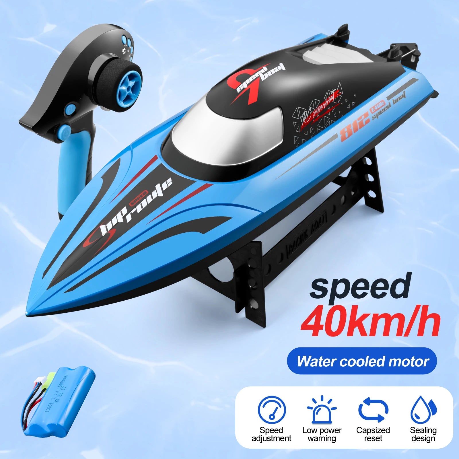 Rc Boat Large 48Cm 40Km/h High-Speed Remote Control Speedboat 2.4G Waterproof Electric Racing Ship Water Toys for Boys