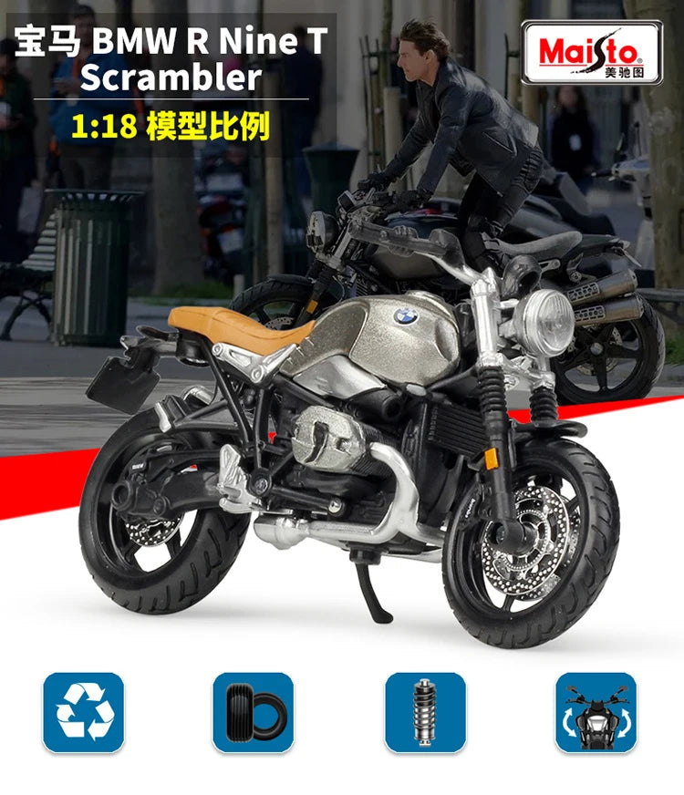 1 18 Scale BMW R Nine T Scrambler Diecast Motorcycle Model