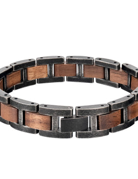 Bracelet Metal Stainless Steel Wood Strap Jewelry Ladies