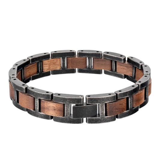 Bracelet Metal Stainless Steel Wood Strap Jewelry Ladies