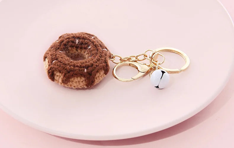 5 Pcs Handmade Weaving Keychain Wool Crochet Unique Knitted Pendant Keyring Strawberry Watermelon Orange Pendant Key Chain Gifts