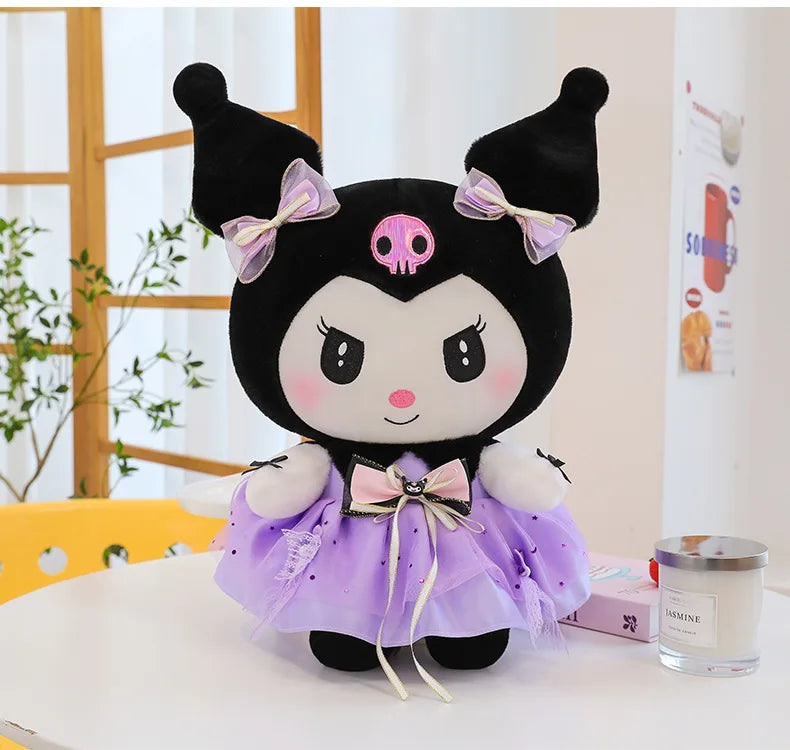 70cm Sanrio Kawaii Kuromi Plush Toy in Princess Tulle Skirt Melody Stuffed Doll Kids Birthday Xmas Gift Cute Pillow for Children