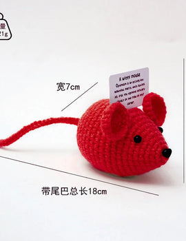3 Pcs Positive Crochet Mouse Doll with Affirmation Card Home Room Decoration Funny Handmade Creative Mouse Desktop Ornaments Gift