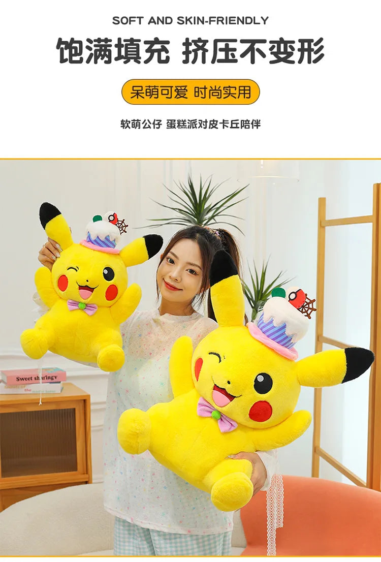 60cm Pokemon Kawaii Pikachu Plush Toy Anime Stuffed Doll Large Pillow Kids Birthday Xmas Gift Pokemon Cake Plushie Arcade