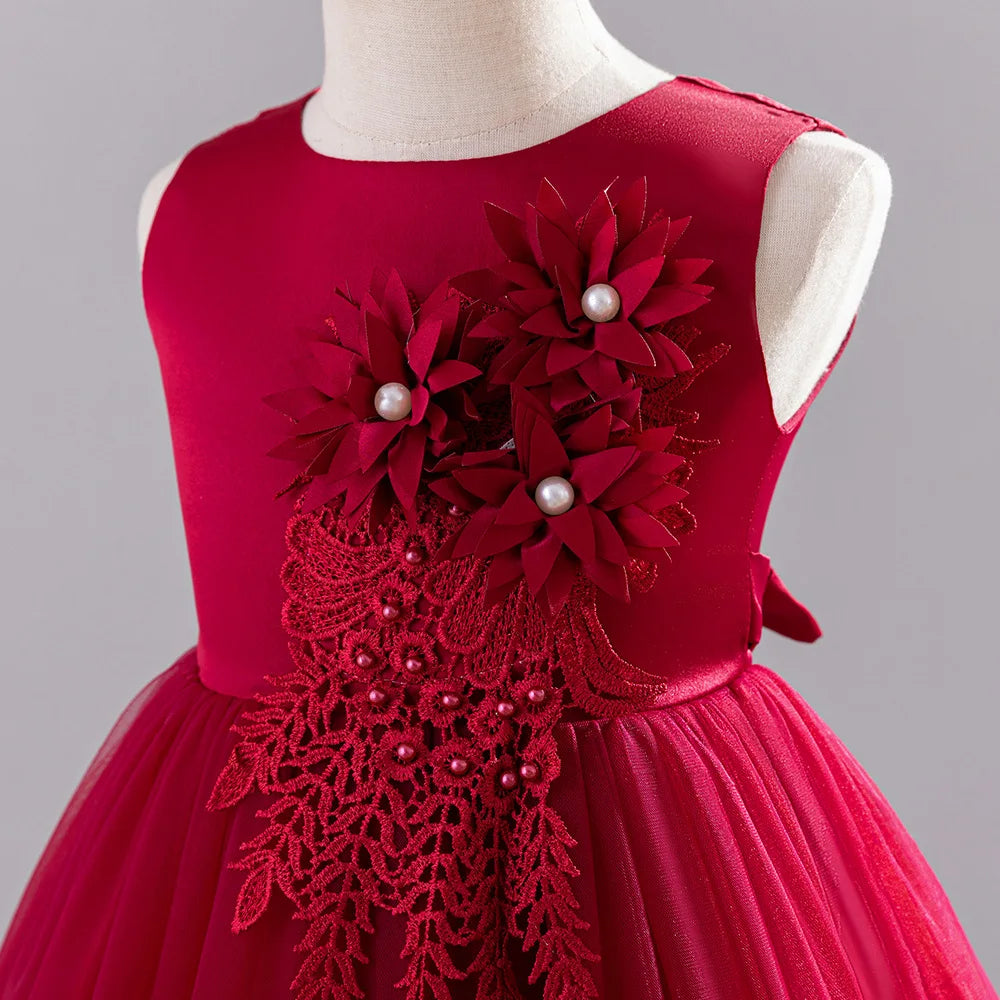 Girls Princess Ball Gown Fluffy Tulle Party Dress for Flower Girl/Birthday/Pageant  Sleeveless for Wedding Dress