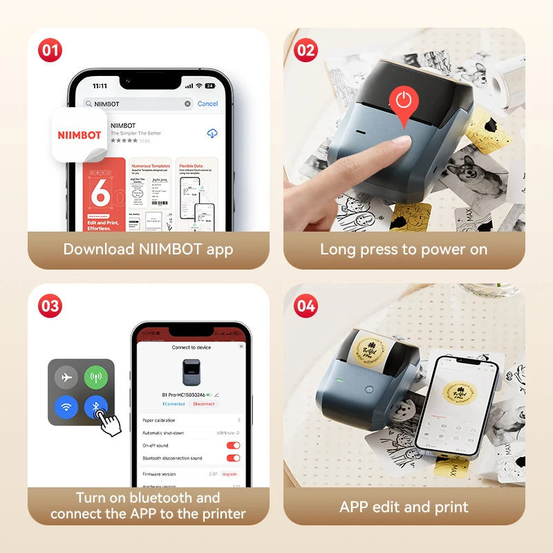 B1 Pro Label Printer 300 DPI, Bluetooth Thermal Label Maker with Red & Black Printing, Photo Labels for Business & Home