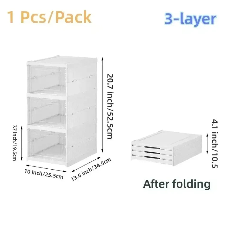 1/3/6 Layers Foldable Shoe Rack Organizer Transparent Sneaker  Simple assembly Dustproof Stackable Shoe Storage With Cover