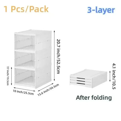 1/3/6 Layers Foldable Shoe Rack Organizer Transparent Sneaker  Simple assembly Dustproof Stackable Shoe Storage With Cover