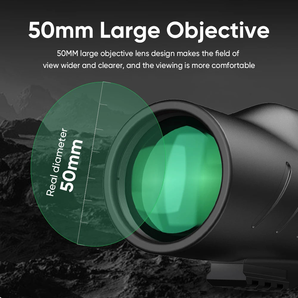 10X50 Monocular Telescope HD Professional With Anti Shake Wristband BAK4 Prism Scope Waterproof for BirdWatching Hiking