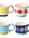 Japanese Flower Coffee Mug Set Retro Ceramic Milk Oats Mug Office Water Handgrip Cup Kitchen Party Drinkware Set 300ml