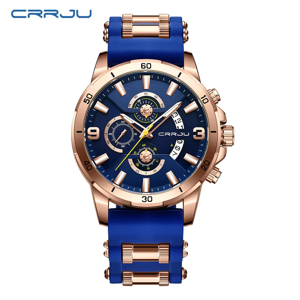 Men Watch Quartz Chronograph Full Steel Waterproof Wristwatch with Date