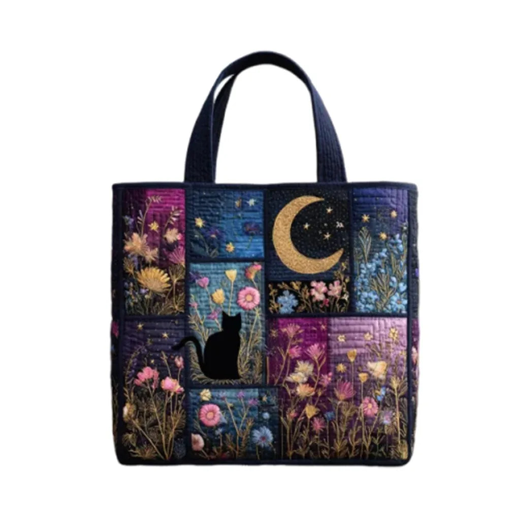 Vintage Quilted Canvas Tote Bag Large Capacity 3D Printed Shoulder Handbag