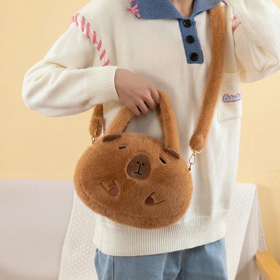 Kawaii Capybara Plush Backpack Soft Shoulder Bag