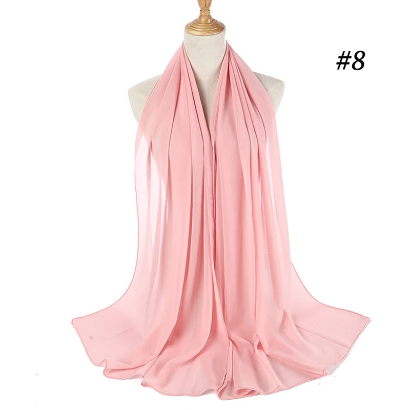 Muslim Chiffon Hijab Women Bubble Chiffon Scarf For Women Ladies Veil Muslim Islam Solid Color Malaysia Wrap Scarves