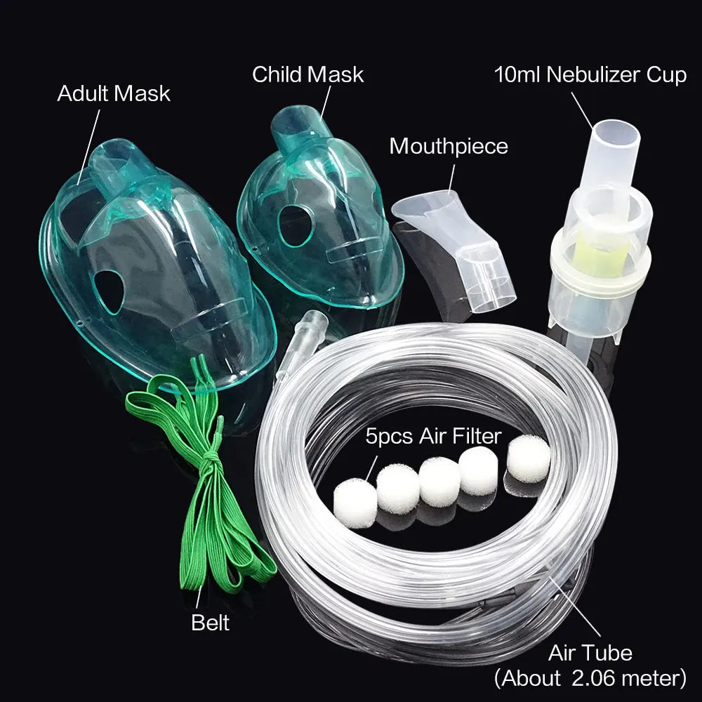 6 In 1 Nebulizer Inhaler Set CompMist Household Nebulizer Cup Mouthpieces Adult Child Mask Inhaler Set Accessories One-time