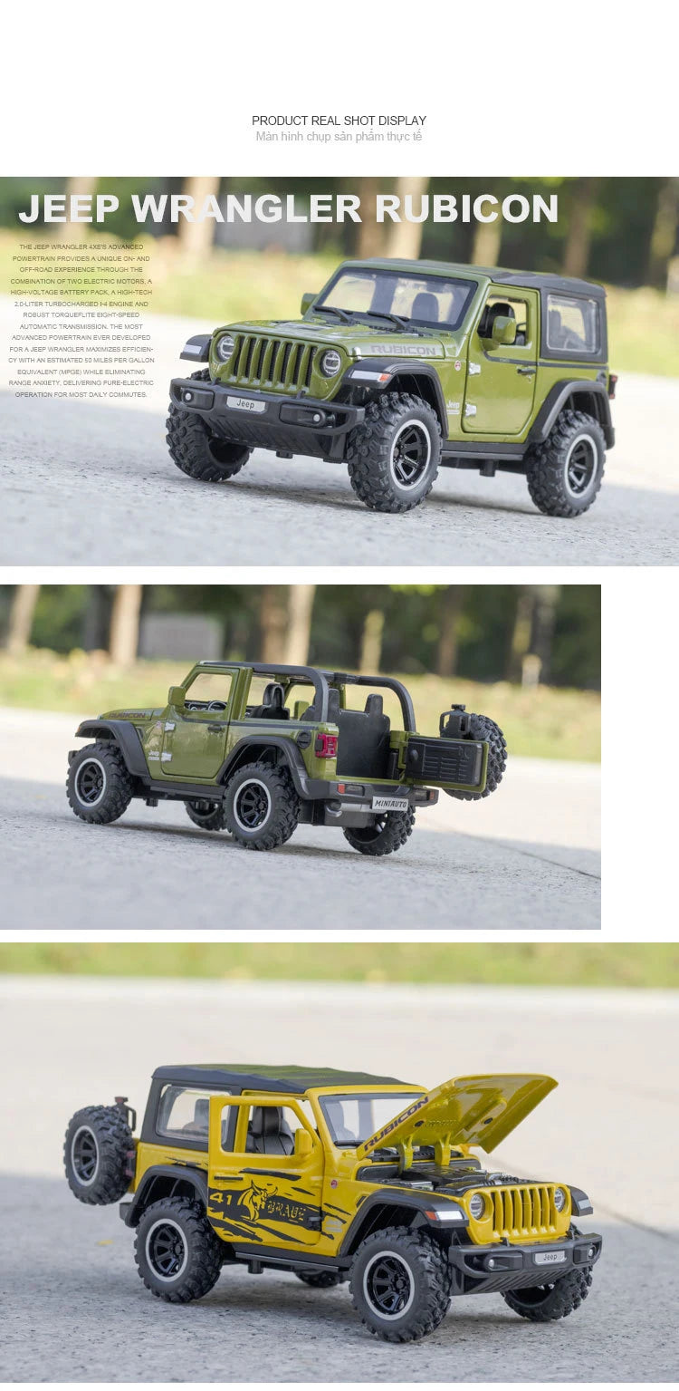 1:32 Jeep Wrangler Rubicon Alloy Off Road Diecast Model Hight Simulation Sound Light  Toy Collect Hobby Model Ornaments Gift