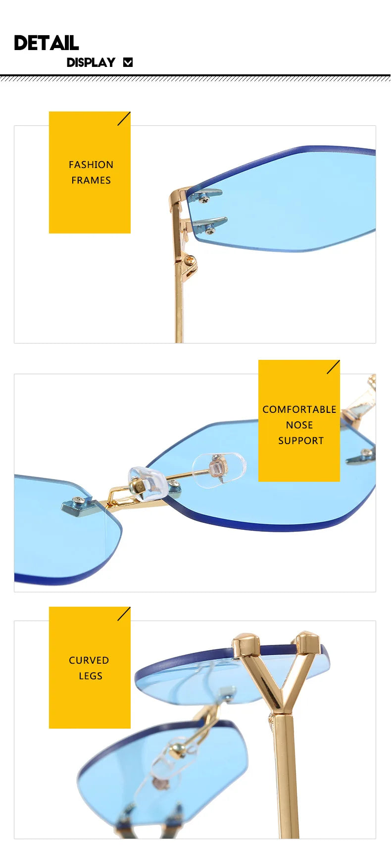 Sunglasses Personalized Frameless Glasses Polygonal Sun Glasses Casual Hip-Hop Trendy Outdoors Eyeglasses Men UV400