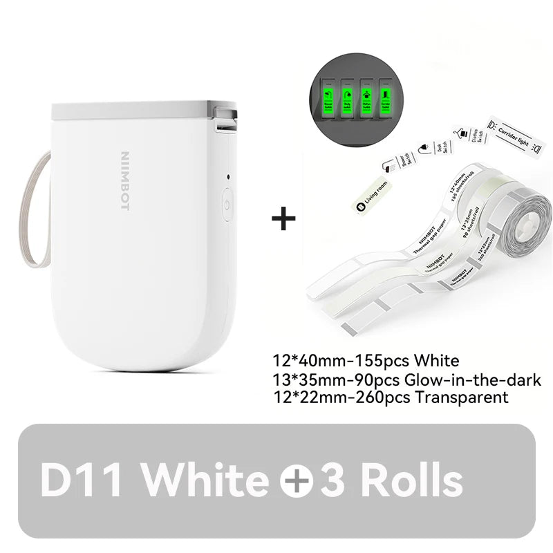 D11 Mini Thermal Label Printer 300DPI, Bluetooth Wireless Inkless Sticker Maker, Portable Label Printer for Android & iOS