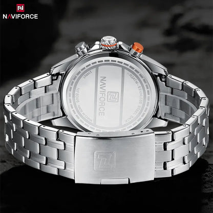 Watch for Men Stainless Steel Strap Chronograph Clock Male Sport Casual Waterproof Quartz Wristwatch