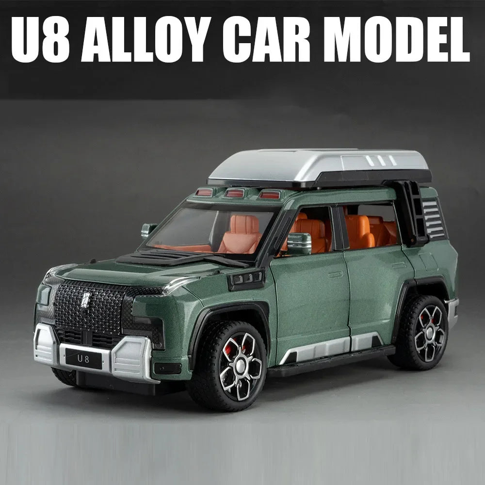1:24 BYD Looks Up At U8 Toys Car Diecast Alloy Models Sound Light Doors Opened Front Wheel Steering Vehices s Festival Gifts